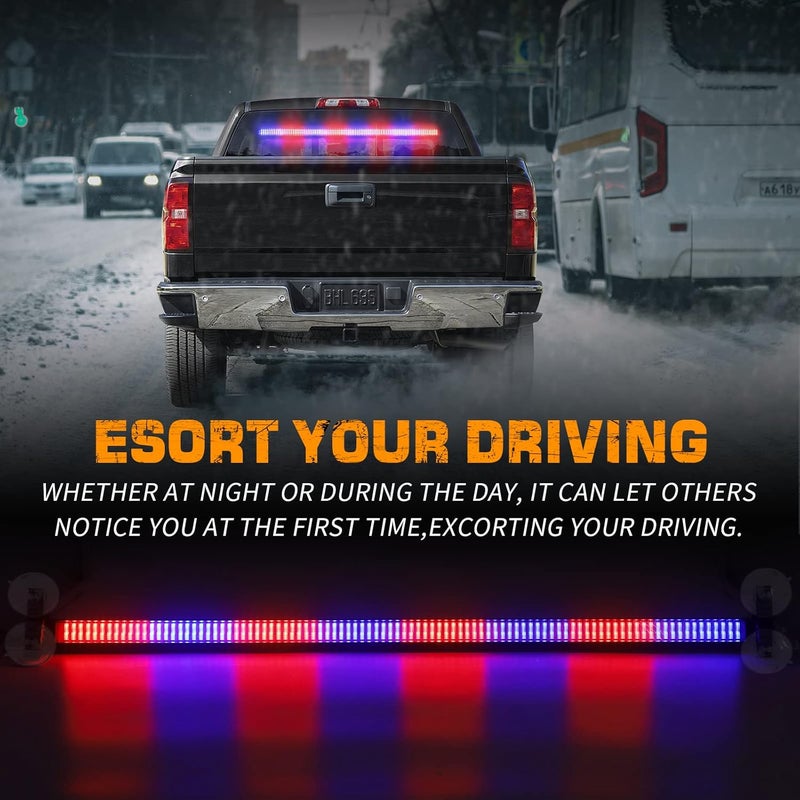 XRIDONSEN 35 inch Traffic Advisor Police Light Bar 144 LED Red Blue Police Lights Emergency Strobe Warning Flashing Safety Interior Windshield w/Directional Arrow for Law Enforcement Vehicles Trucks - Image 2